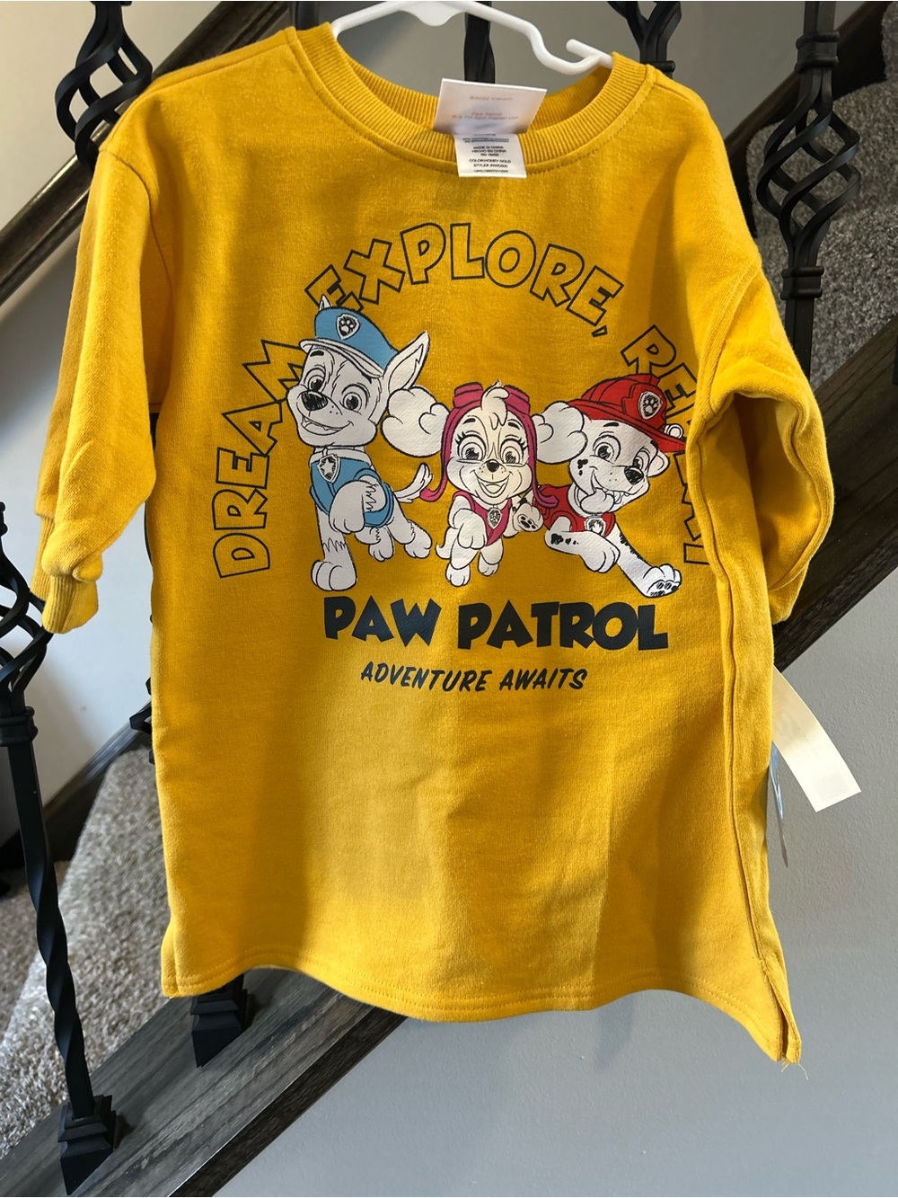 Paw Patrol Yellow Graphic Tee Dress with Character Print